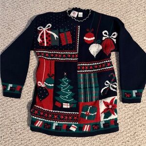 Vintage Christmas Sweater with Holiday Patterns